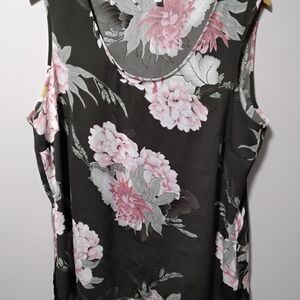 cleo Pink Floral Scoop Neck Blouse